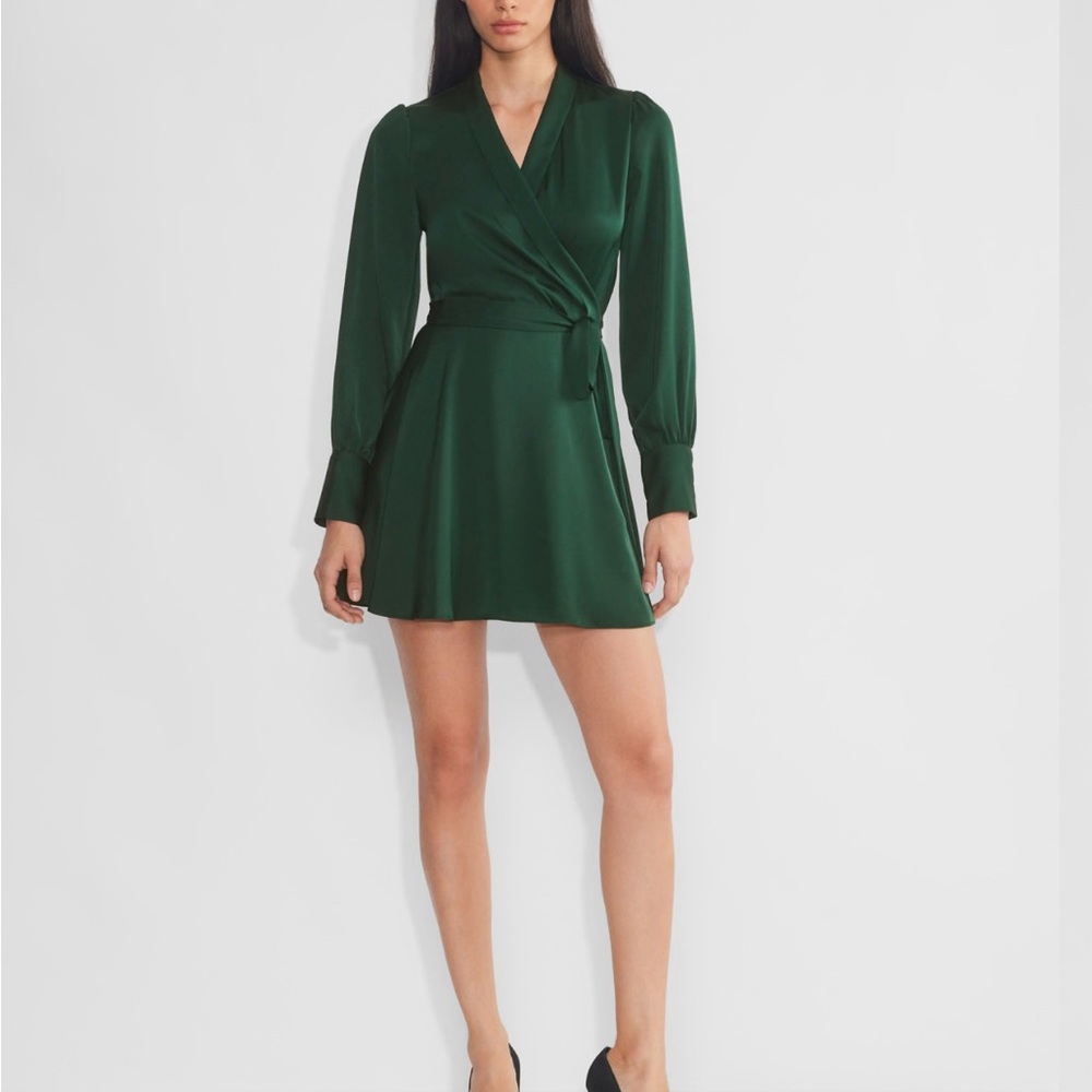 Aritzia Babaton Hyde Satin Mini dress in Scarab